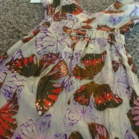 NWT Hale Bob pink butterfly-patterned long blouse, size S. - Picture 10 of 10